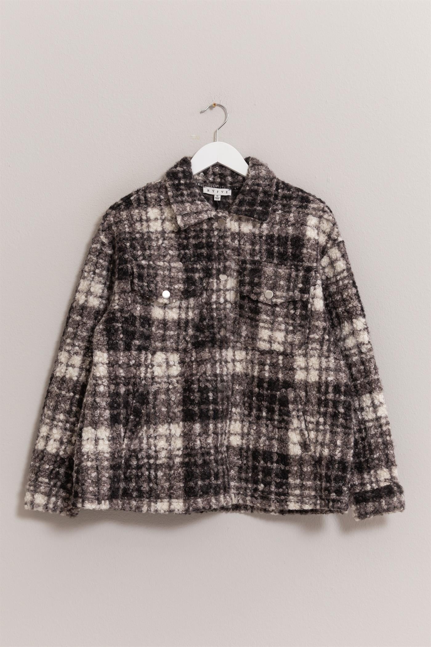 Black Plaid Boucle Shacket | HYFVE *LA LIVE PREORDER