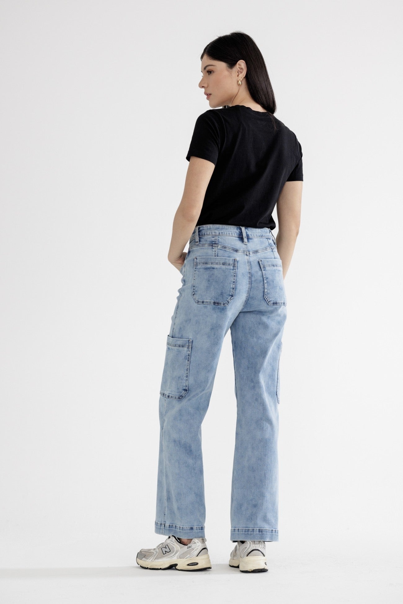 Maya Blue High Rise Wide Cargo Denim Jeans | MICA *30A SEPT PREORDER