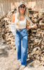 High Rise Wide Leg Denim Jeans - Risen - Final Sale