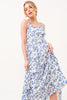 Square Neck Smocked Back Wallprint Long Dress