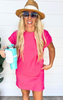 The Riley T-Shirt Dress - Fuchsia