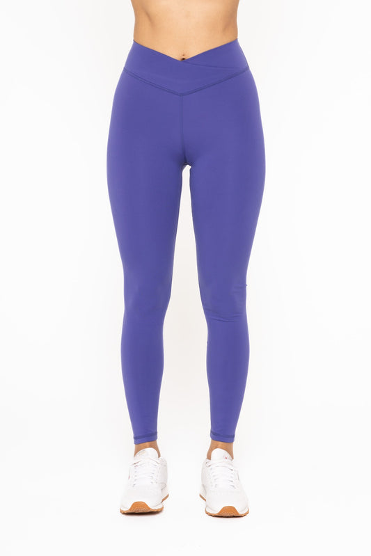 Orient Blue Venice Crossover Waist Leggings |Mono B