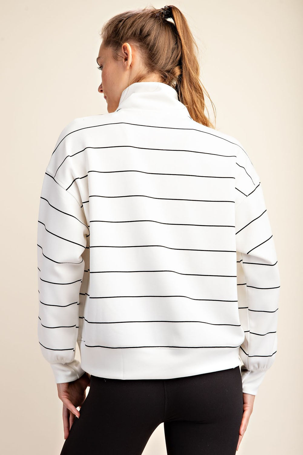 Modal Stripe Quarter Zip Mock Neck Pullover | RAE MODE *30A JANUARY PREORDER