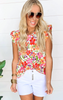 Flower Child Ruffled Short Sleeve Floral Top