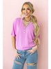 Two Tone Waffle V-Neck Dolman Sleeve Top - DEAL