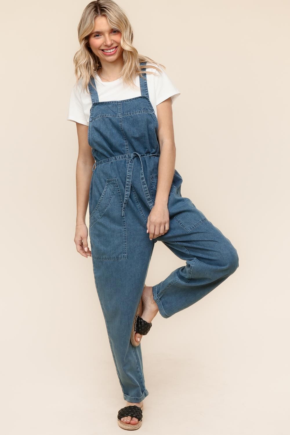 Baggy Washed Denim With Side Pockets And Belt | HAPTICS LIVE PREORDER