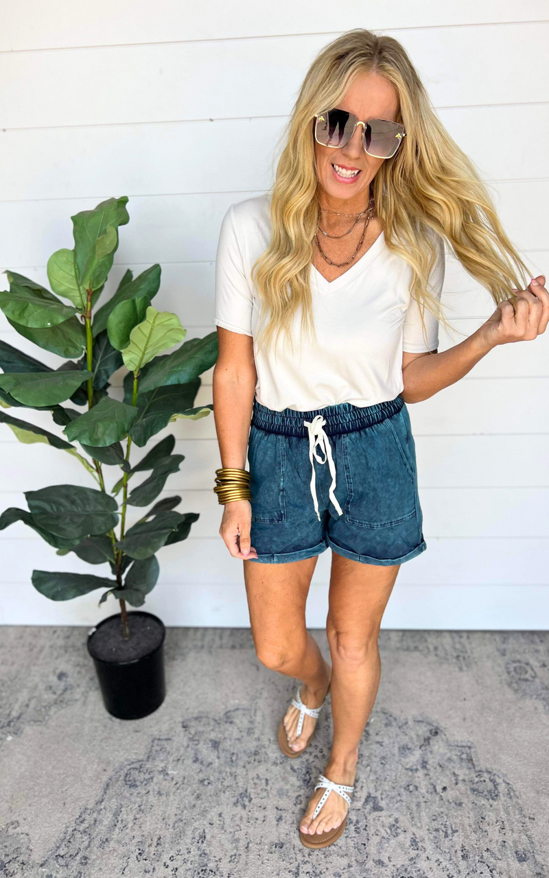 Mineral Wash Drawstring Shorts | FINAL SALE