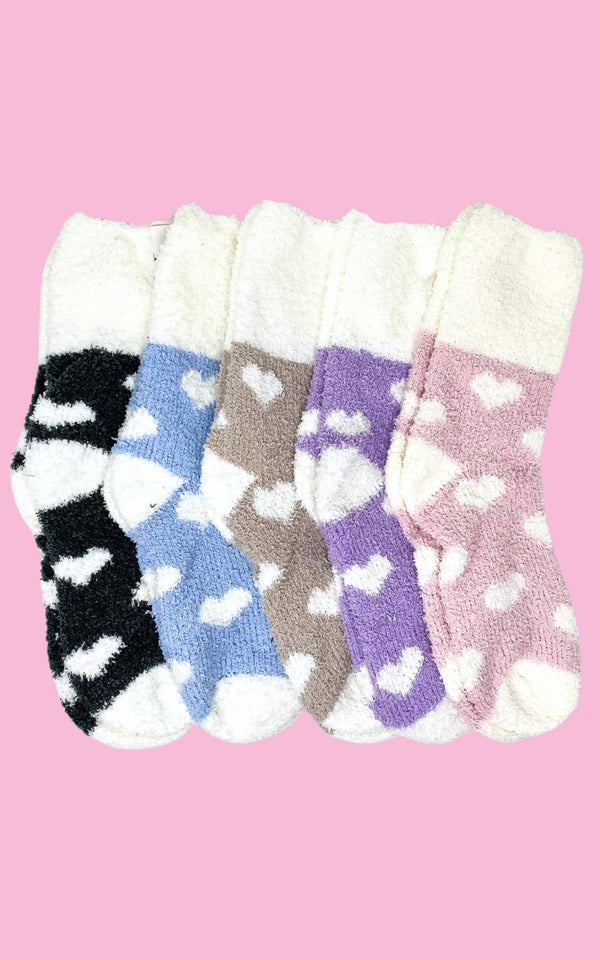 Soft Fuzzy Heart Socks
