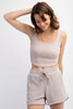 Cotton Stretch Twill Square Neck Crop Top - Final Sale