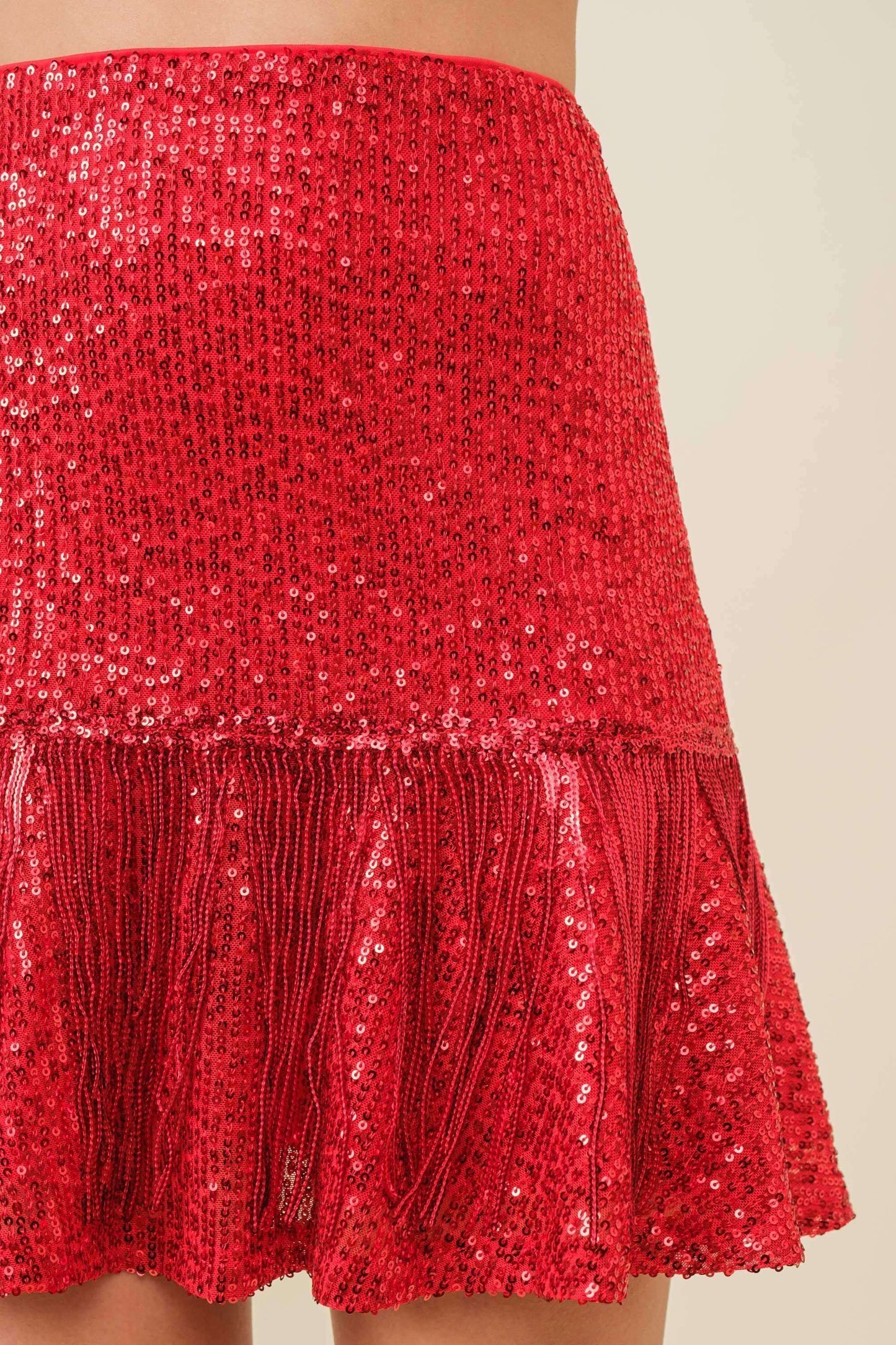 Sequin Fringe Ruffle Sequin Holiday Skirt