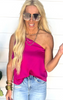 The Addison Fuchsia Satin One Shoulder Top - Final Sale