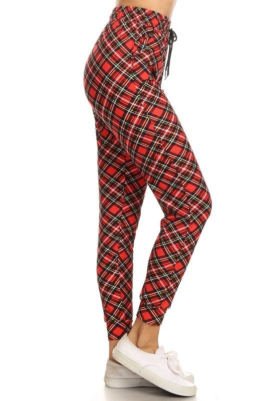 Red Black Plaid Butter Soft Joggers