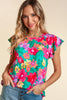 Ruffle Short Sleeve Floral Top - Final Sale