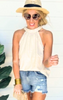 Oatmeal Halter Tank Top| Umgee