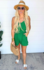 The Millie V-Neck Cami Romper - Kelly Green