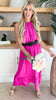 Fuchsia Air Flow Halter Neck Maxi Dress