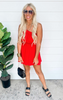 The Valerie Tomato Red Textured One Shoulder Dress