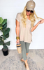 Washed Short Sleeve V-Neck Top w/ Hi-Low Hem | FINAL SALE