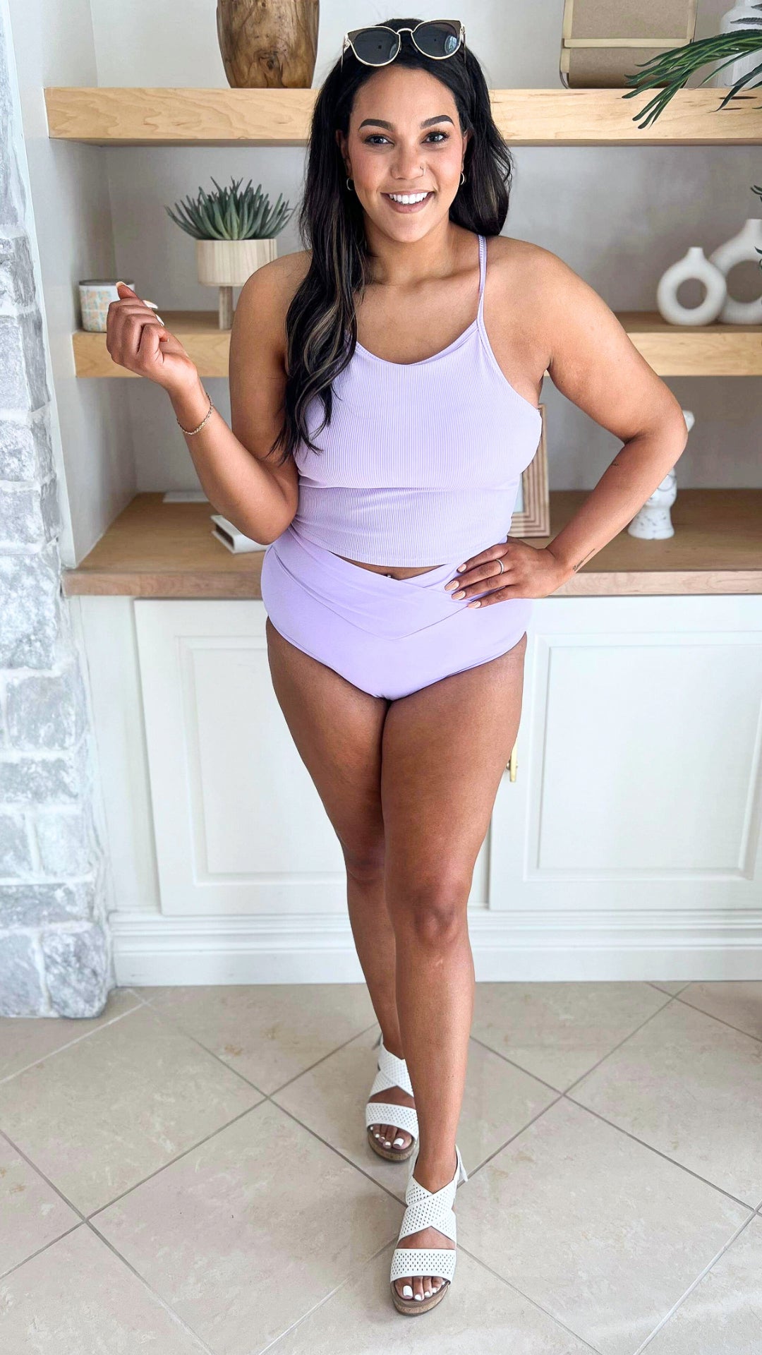 Sun Kissed High Rise Ribbed Swim Top | Lavender Love (TOP ONLY) - Final Sale