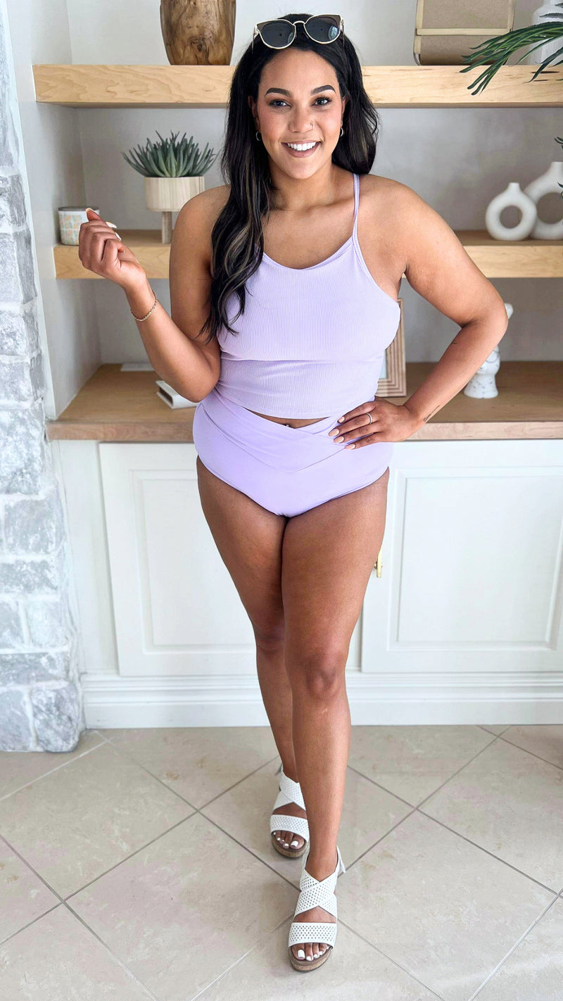 Sun Kissed High Rise Ribbed Swim Top | Lavender Love (TOP ONLY)