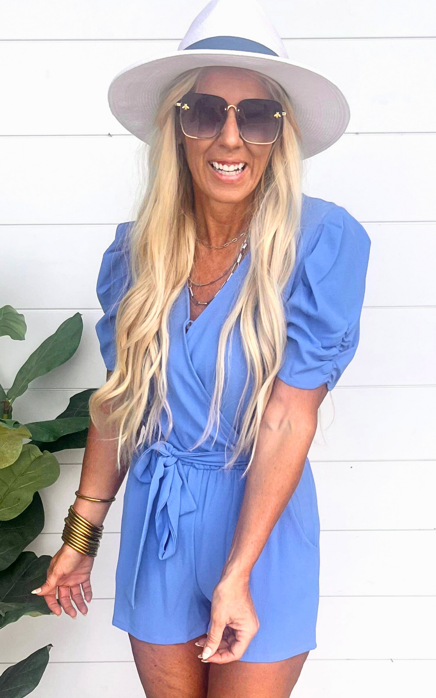 clean blue romper 