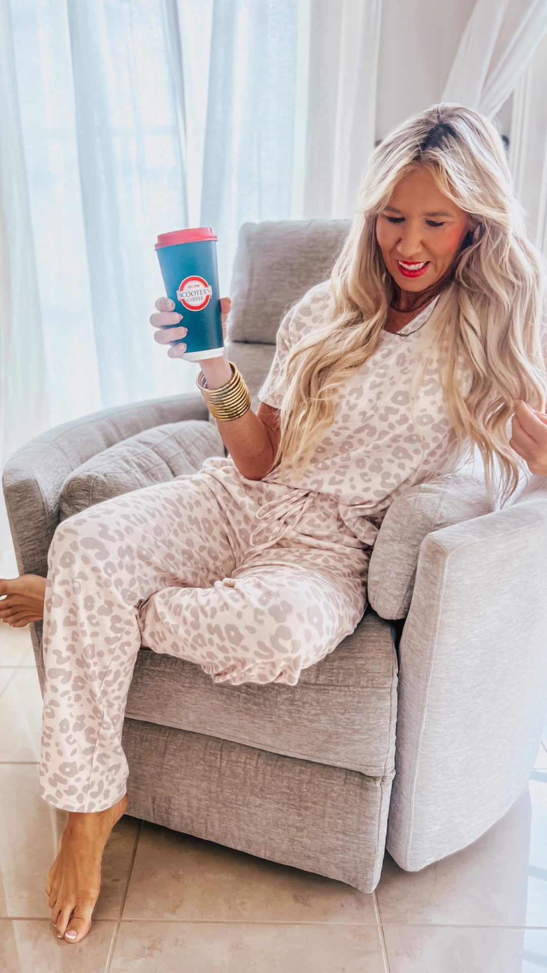 Taupe Cheetah Pant Pajama Set by Salty Wave**DEAL*