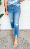 MICA | The Regina High Rise Ankle Straight w/ Side Slit Denim Jeans