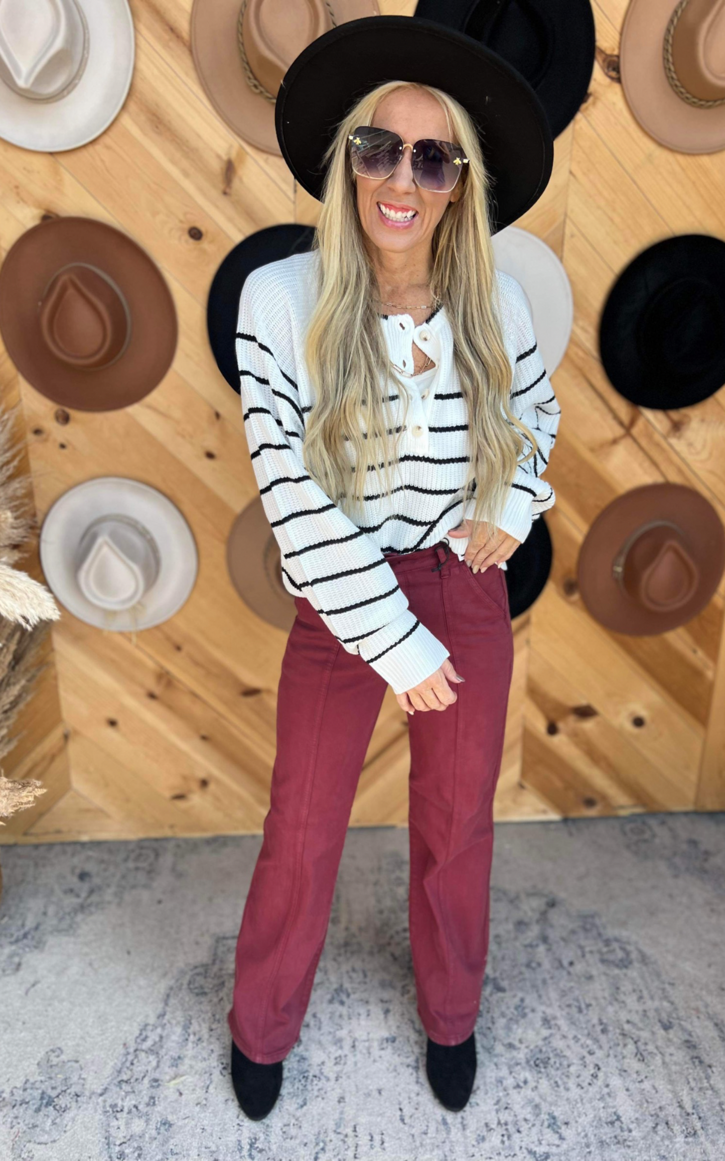 High Waist Burgundy Straight Denim Jeans | Judy Blue - Final Sale