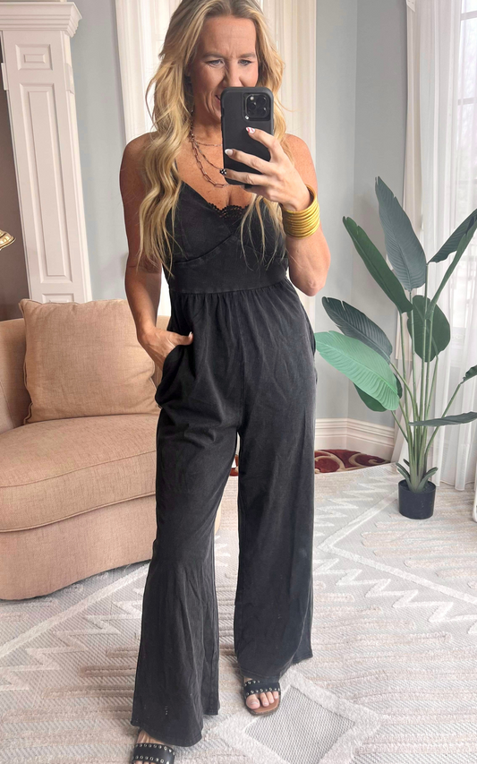 Peek A Boo of Lace Knit Jumpsuit | FINAL SALE