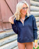 On Repeat Black Half-Zip Pullover | SALTY WAVE