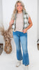 Olive Stone Full-zip Reversible Plaid Puffer Vest