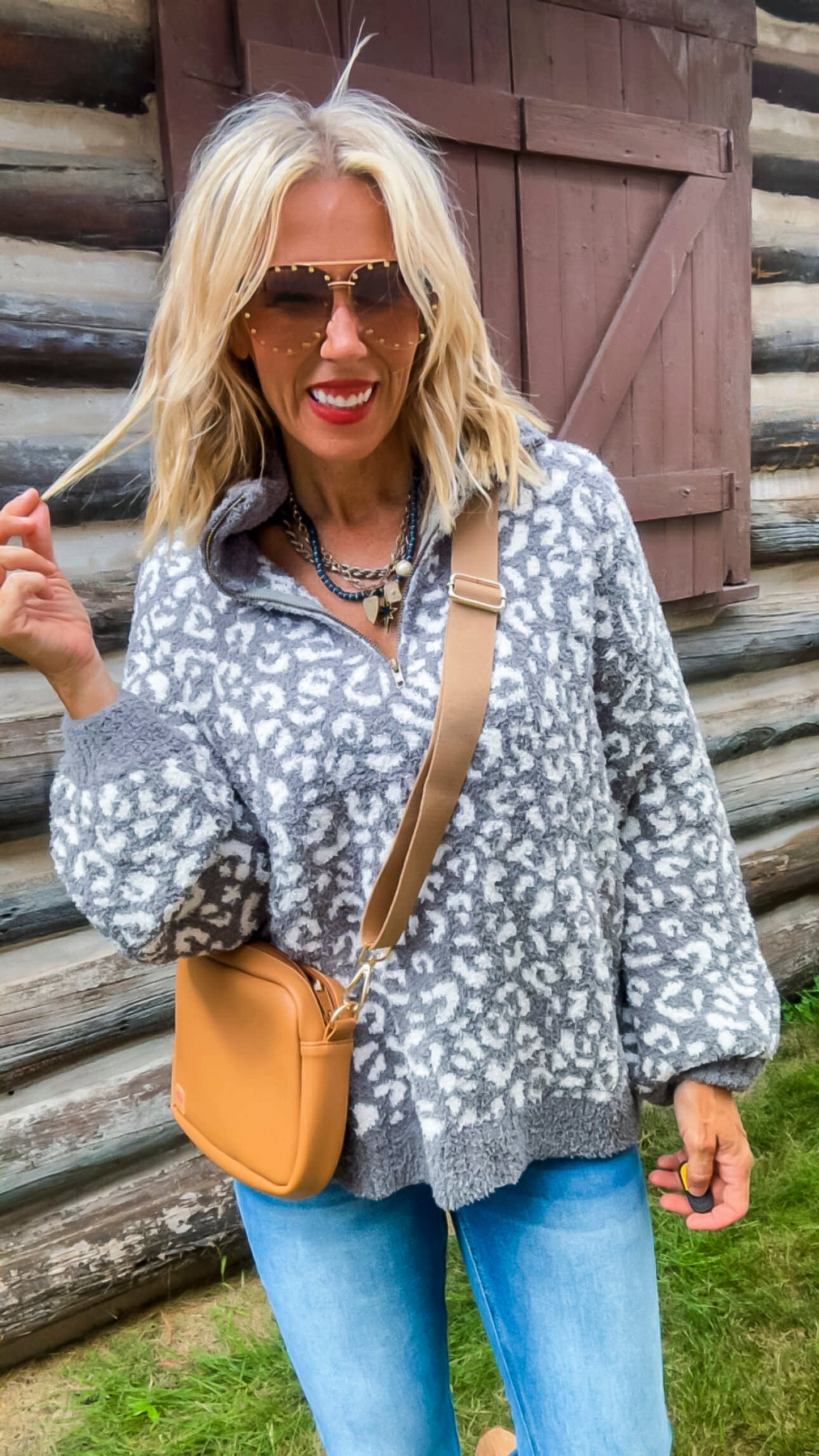 Cheetah 1/2 Mock Neck Dreamer Pullover | Salty Wave (3 COLORS)