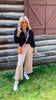 Striped Down Line Pants With Pockets