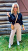 Striped Down Line Pants With Pockets