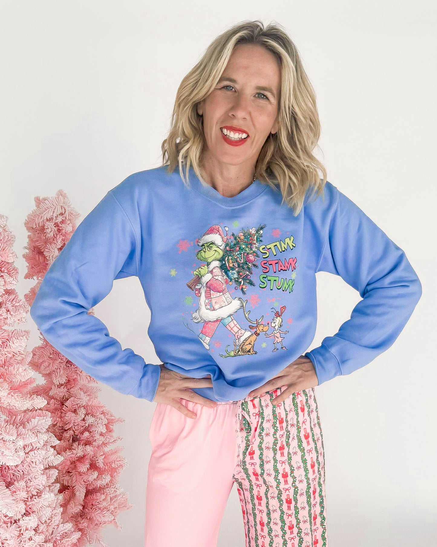 Stink Stank Stunk Crew Neck Graphic Sweatshirt