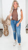 Super High Rise Button Fly Mom Denim Jeans - Mica*