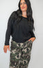 Camo High Rise Ankle Barrel Double Roll Up Pants | RISEN