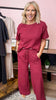 Cotton Slub Short Slv Tee & Pants Set (3 COLORS) | ZENANA *LA LIVE PREORDER