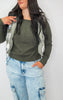 Olive Stone Full-zip Reversible Plaid Puffer Vest