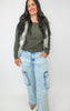 Olive Stone Full-zip Reversible Plaid Puffer Vest