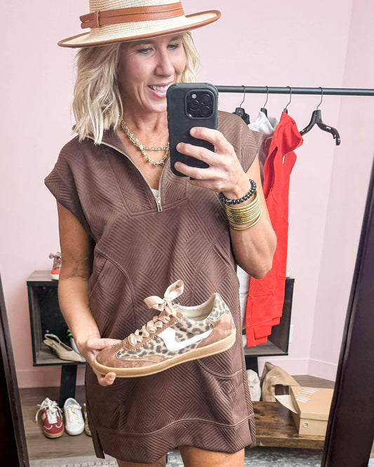 Textured Knit Jacquard Quarter Zipper Mini Dress (4 COLORS) | ZENANA *LA LIVE PREORDER