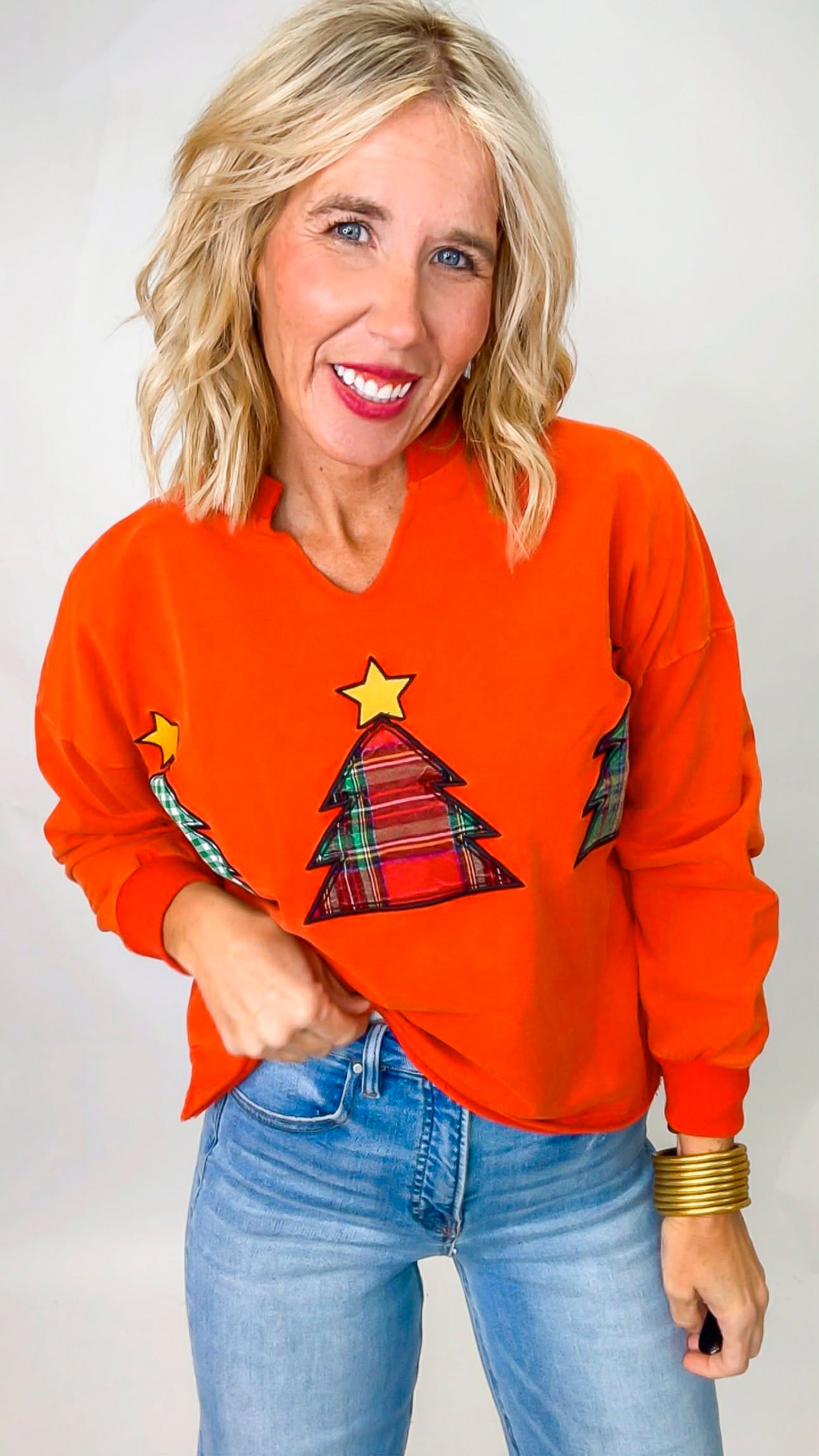 Mineral Wash Christmas Tree Patch Top