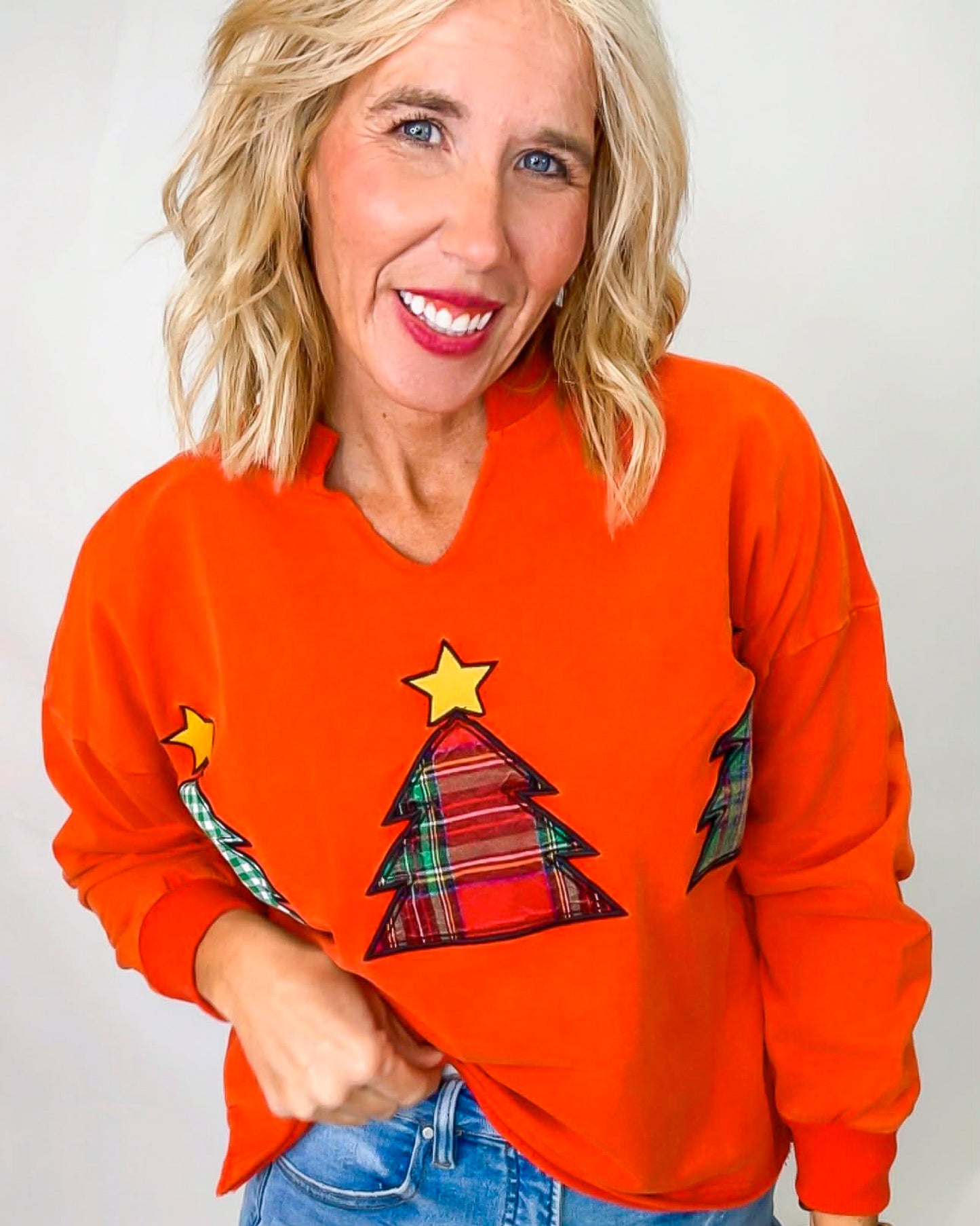 Mineral Wash Christmas Tree Patch Top