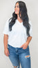 Two Tone Waffle V-Neck Dolman Sleeve Top - DEAL
