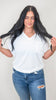 Two Tone Waffle V-Neck Dolman Sleeve Top - DEAL
