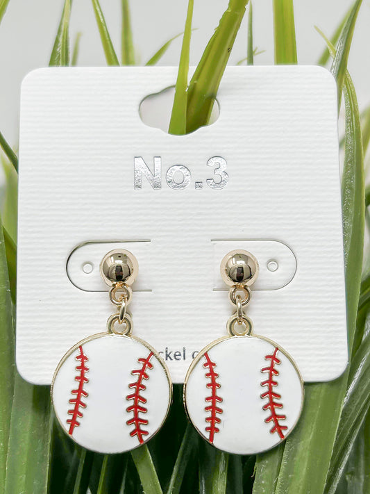 Baseball Dangle Earrings