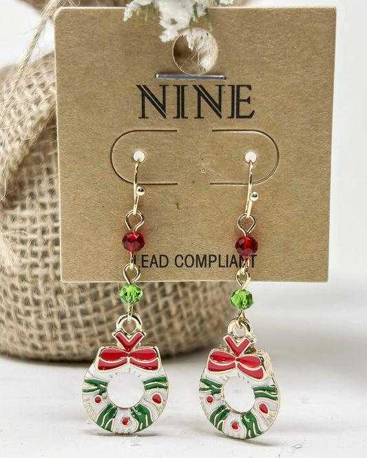 Christmas Wreath Dangle Earrings