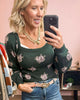 Square Neck Puff Sleeve Floral Sweater | HEM & THREAD *LA LIVE PREORDER 37% OFF