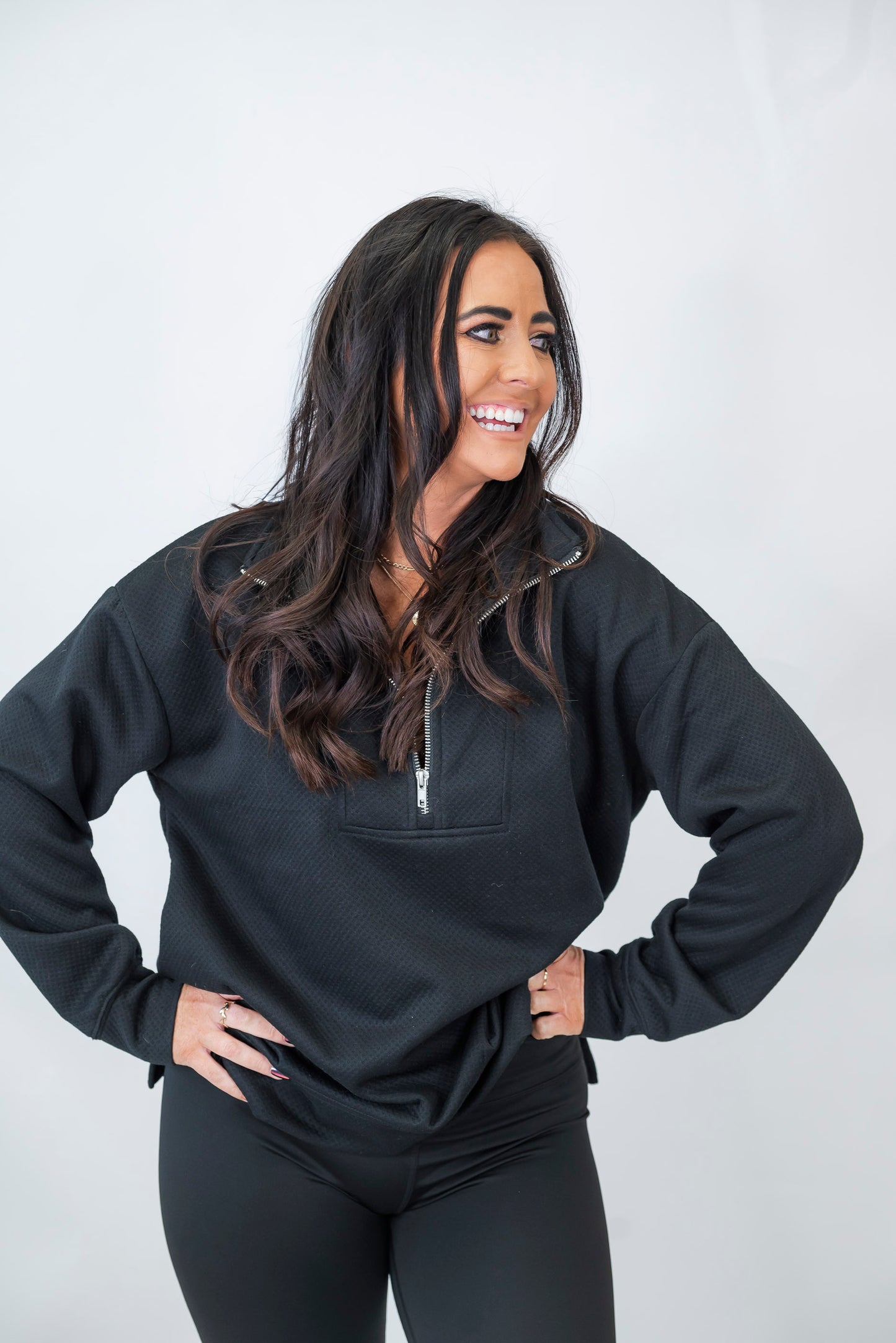 The Madison Black Quarter Zip Pullover | SALTY WAVE
