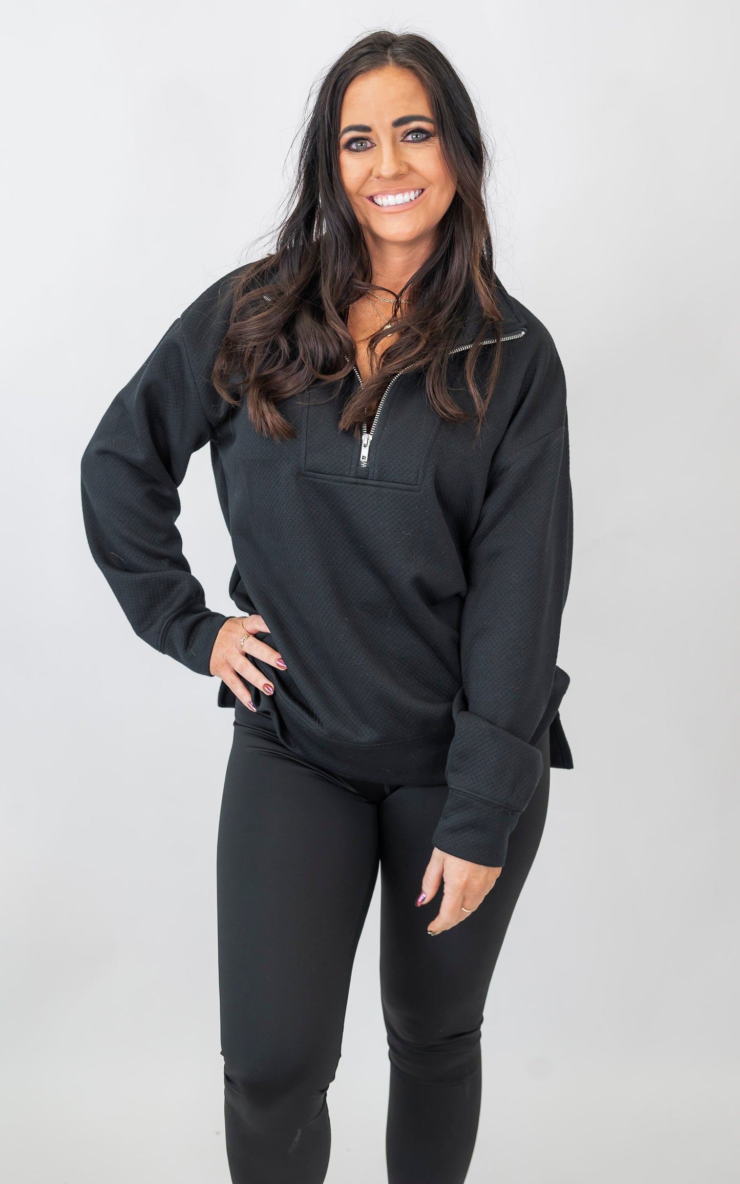 The Madison Black Quarter Zip Pullover | SALTY WAVE